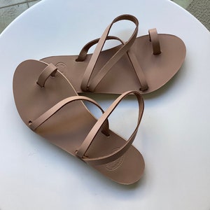 Damen Sale Sandalen, Ledersandalen Frauen, Riemchen Sandalen, Gladiator Sandalen, handgefertigt 100% Rindsleder, Damen Sandalen, griechische Sandalen Nude/Leather Insole