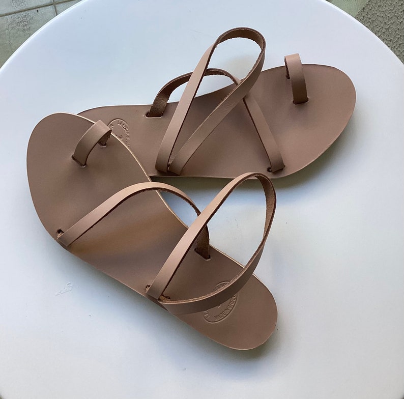 Sandalias de venta de mujer, sandalias de cuero mujeres, sandalias de tiras, sandalias de gladiador, cuero 100% cuero de vaca hecho a mano, sandalias de mujer, sandalias griegas Nude/Leather Insole