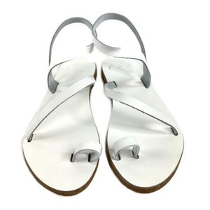 Damen Sale Sandalen, Ledersandalen Frauen, Riemchen Sandalen, Gladiator Sandalen, handgefertigt 100% Rindsleder, Damen Sandalen, griechische Sandalen White/Leather Insole