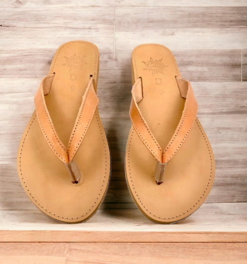 leather flip flops, leather sandals women, greek sandals, handmade in Greece, handmade image 4