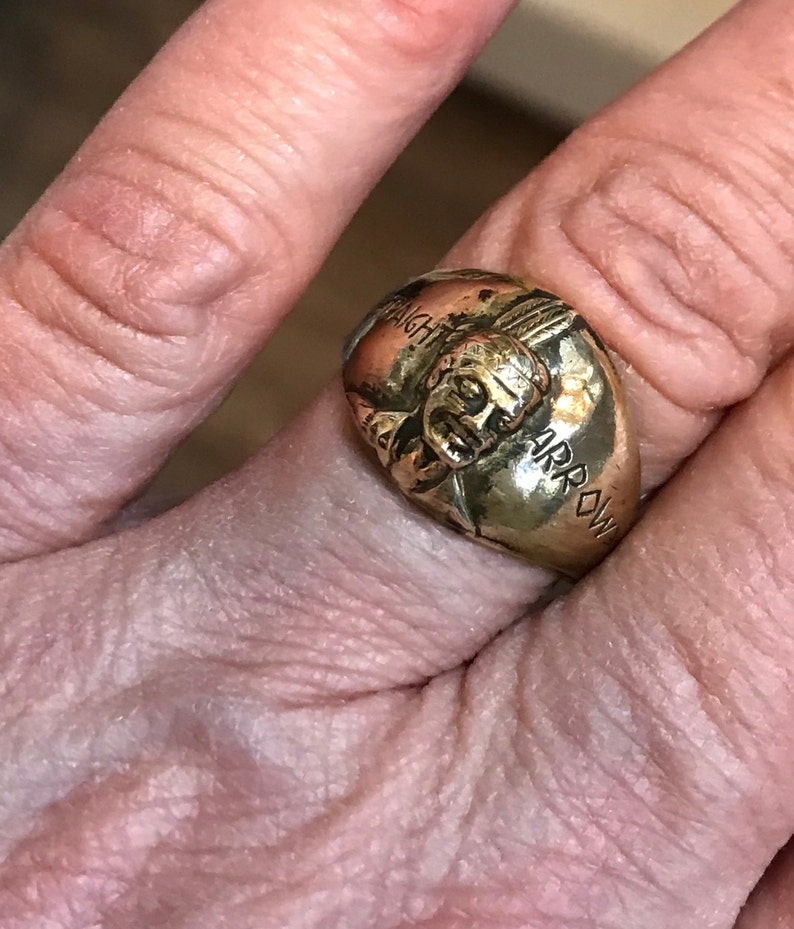 Adjustable Antique 1950/'s Straight Arrow Solid Indian Bronze Ring.