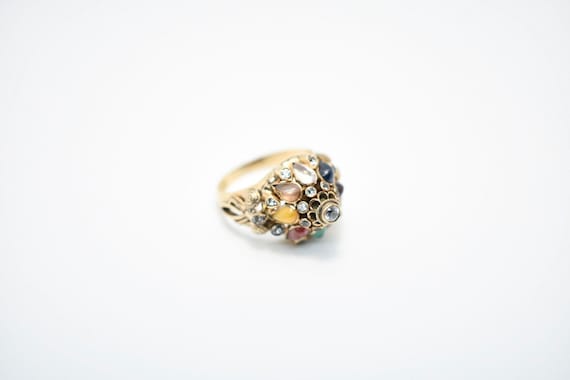 Vintage 14k Rose Gold Multi-Stone Harem Ring with… - image 2