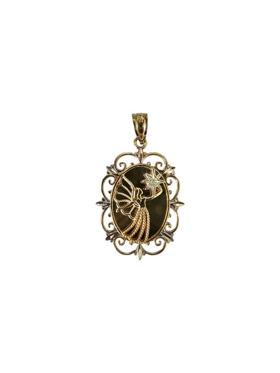 Vintage 10k Two Tone Gold Michael Anthony Guardian Angel I Will Always Be At Your Side Charm Pendant 1990s Fine Statement Jewelry