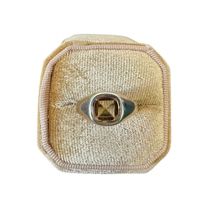 Vintage 10k Yellow Gold Citrine Ring - 1950s Retro Fine Jewelry - Size 8 1/2
