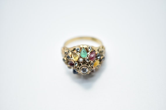 Vintage 14k Rose Gold Multi-Stone Harem Ring with… - image 8