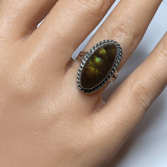 Fire Agate Ring - Vintage Mexican Fire Agate Ster… - image 2
