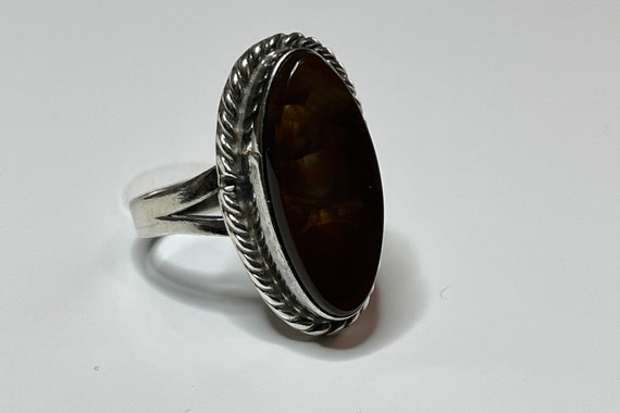 Fire Agate Ring - Vintage Mexican Fire Agate Ster… - image 5