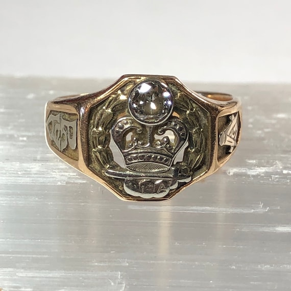 Masonic Diamond Ring-Art Deco Genuine .30 Ct Diamo