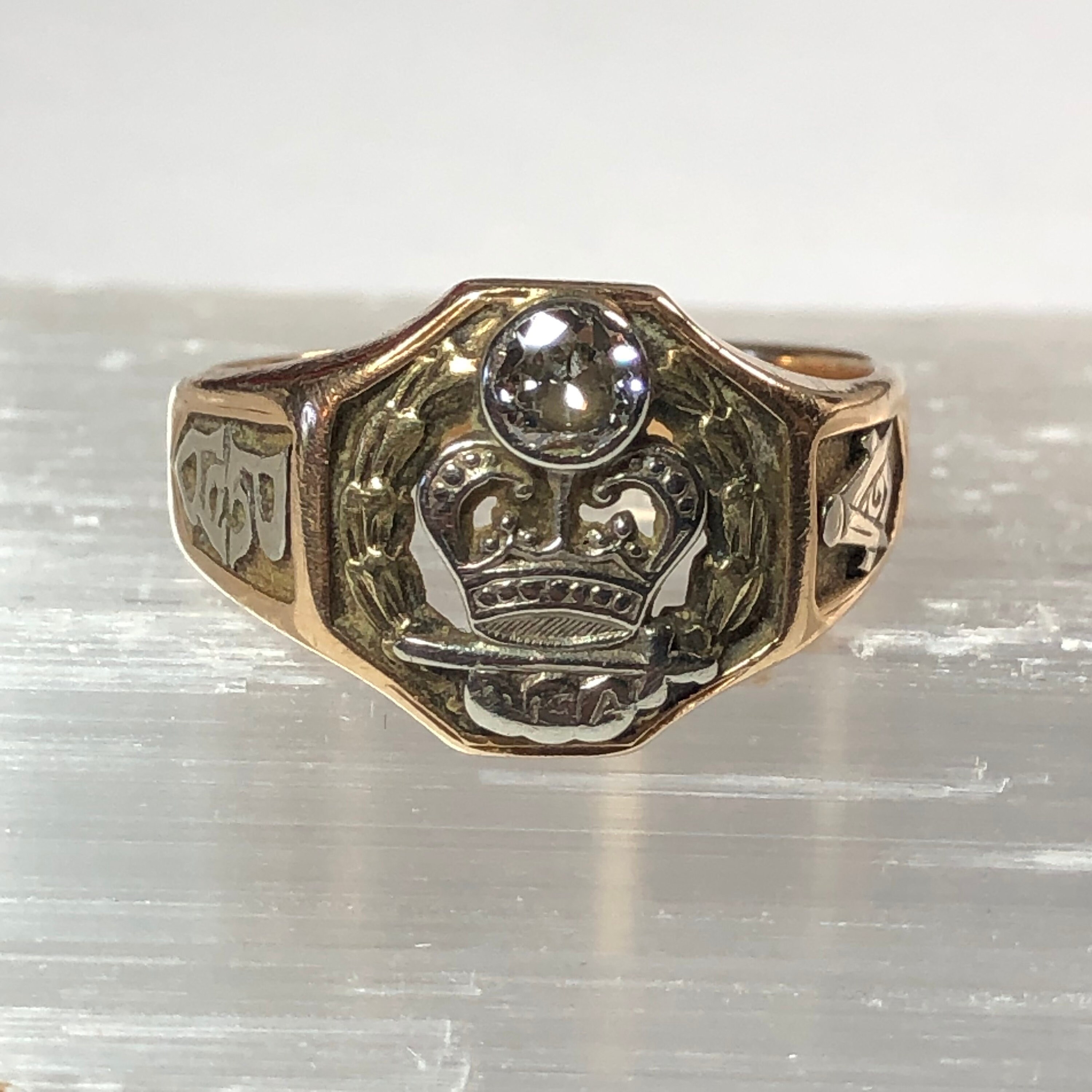 Vintage 14k gold best sale masonic ring with diamond
