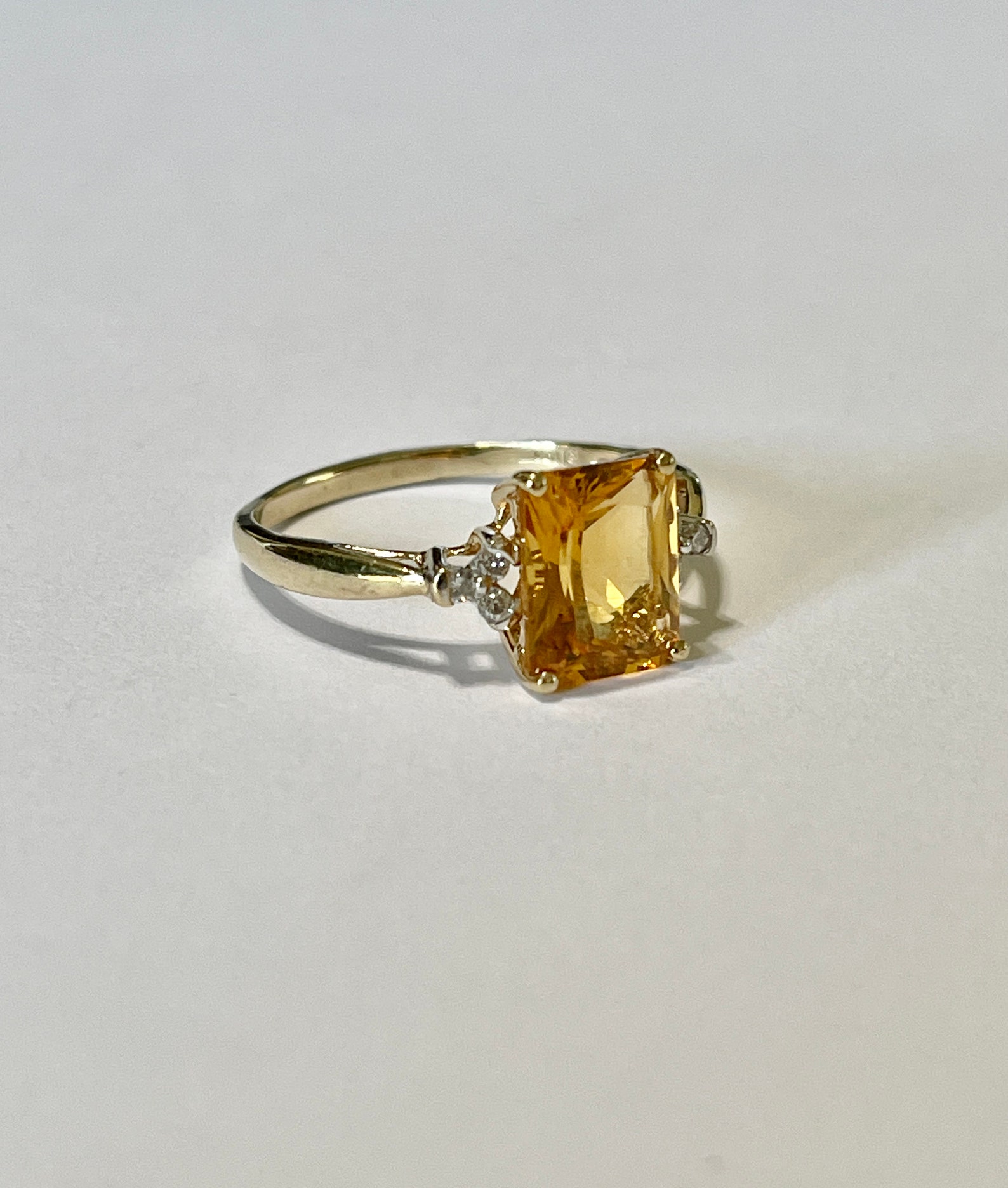 Citrine & Diamond Ring 10k Yellow Gold Emerald Cut 3.79 CT - Etsy