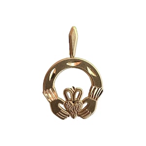 Vintage 14k Gold - Michael Anthony - Irish Claddagh Charm Pendant - 1980s - Fine Statement Jewelry
