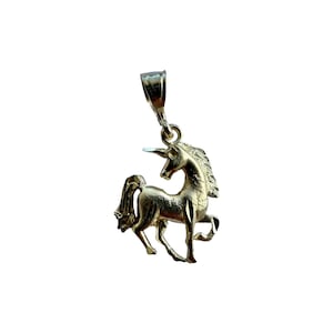 Vintage 10k Gold - Unicorn Charm Pendant - 1980s - Fine Statement Jewelry