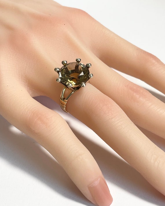 Genuine Citrine Ring-14k Rose Gold - Victorian Er… - image 9