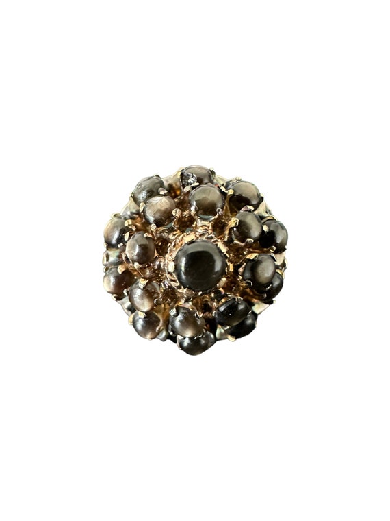 Black Star Sapphire Cluster Ring-Vintage 18k Gold 
