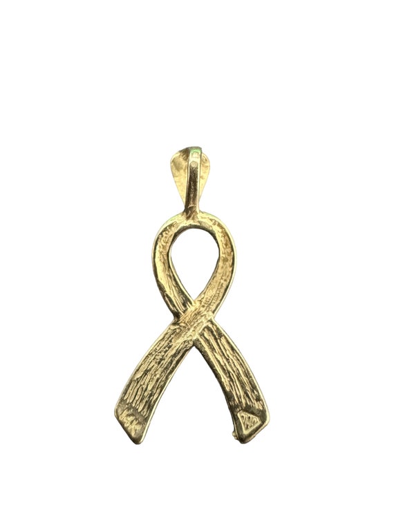 Breast Cancer Ribbon Pendant-Vintage 14k Gold - R… - image 3