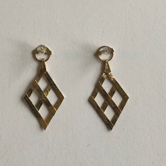 Vintage *Milor Italy* 14K Gold Herringbone Earrin… - image 2