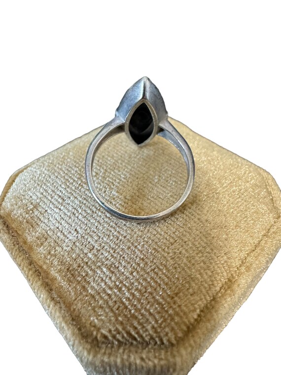 Onyx Diamond Ring-10k White Gold -Genuine Navette… - image 9