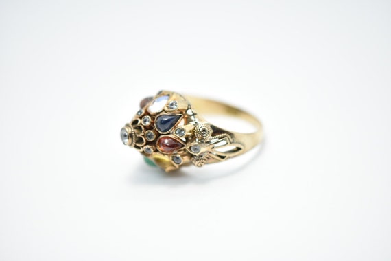 Vintage 14k Rose Gold Multi-Stone Harem Ring with… - image 3