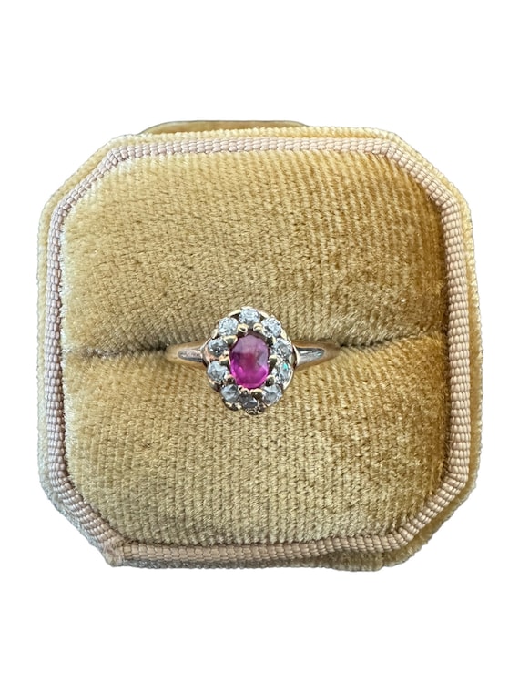 Genuine Ruby & Rose Cut Diamond Ring - Edwardian E
