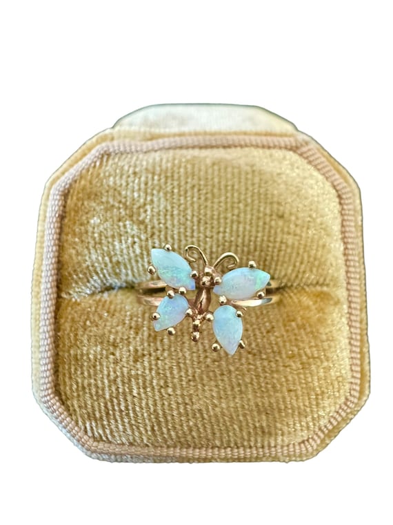 Opal Butterfly Ring - 10k Gold - Mid Century Era -