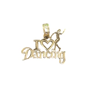 Vintage 14k Gold - 1980s - I Heart Dancing / I Love Dancing Charm Pendant - Fine Statement Jewelry