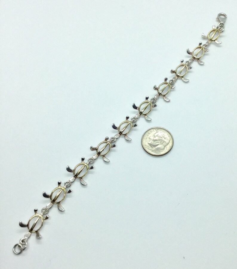 Vintage Sterling Silver and Gold Vermeil Turtle Bracelet