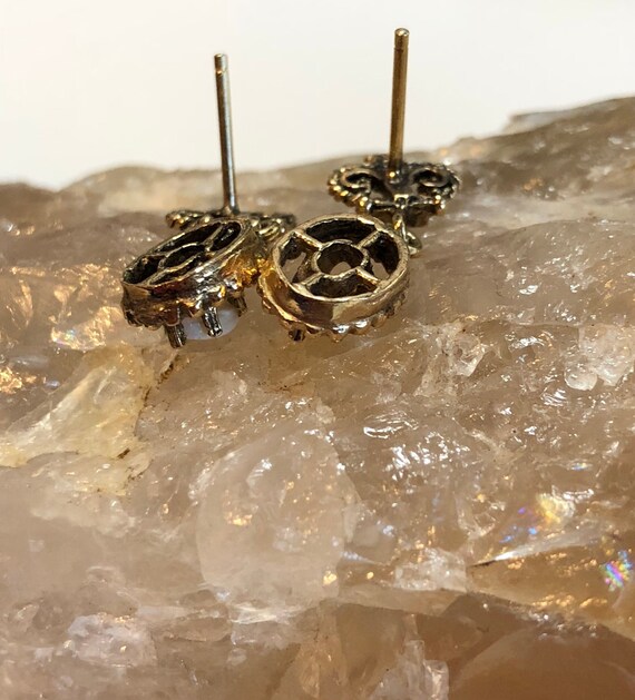 Genuine Opal Drop Earrings-Vintage 14K Gold Ornat… - image 4