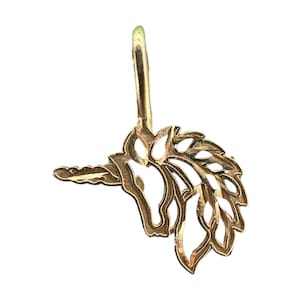 Vintage 14k Gold - Michael Anthony - Diamond Cut Unicorn Charm Pendant - 1983 - Fine Statement Jewelry