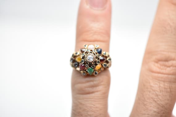 Vintage 14k Rose Gold Multi-Stone Harem Ring with… - image 6