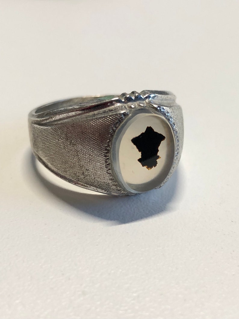 Vintage *signed* Sterling Silver Montana Agate ring sz 11 34