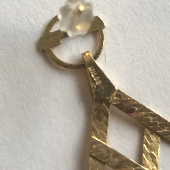 Vintage *Milor Italy* 14K Gold Herringbone Earrin… - image 5