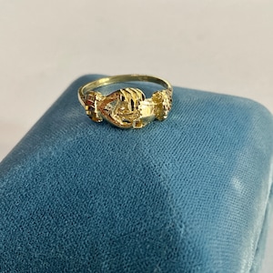 Vintage 10k Yellow Gold Fede Gimmel Ring - Size 7 1/4