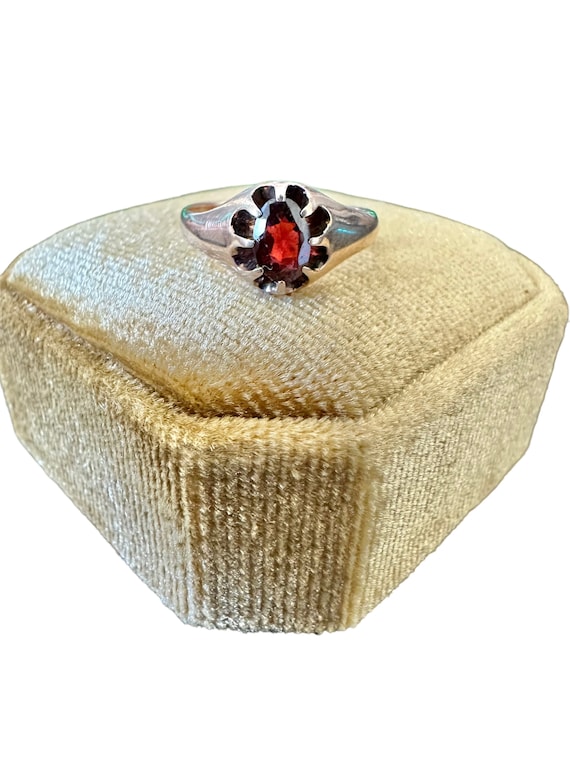 Garnet Belcher Ring - 14k Rosey Gold .43 CT Red Ga