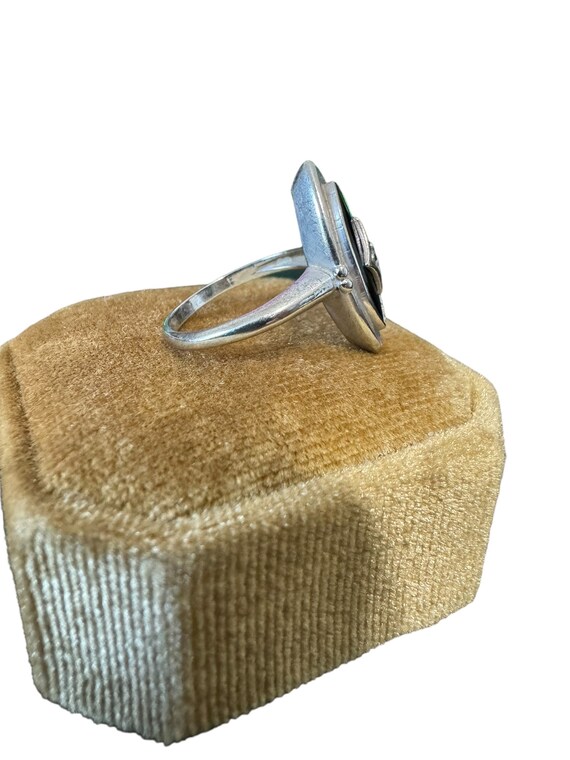 Onyx Diamond Ring-10k White Gold -Genuine Navette… - image 7