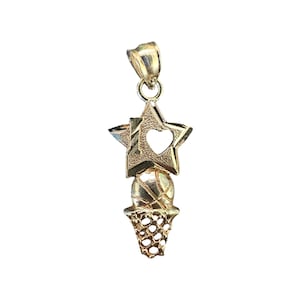 Vintage 10k Gold - 1980s - I Heart / Love Basketball Charm Pendant - Fine Statement Jewelry