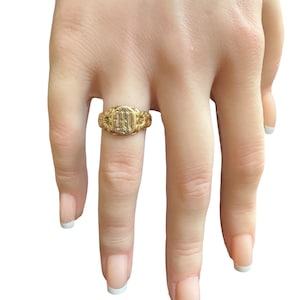 Vintage 10k Gold Letter M Signet Ring - Art Nouveau Monogram - Size 6
