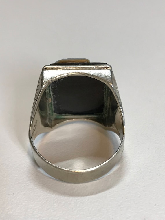 Black and White Carved Roman Onyx Ring-1930's Ant… - image 7