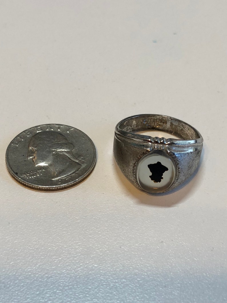 Vintage *signed* Sterling Silver Montana Agate ring sz 11 34
