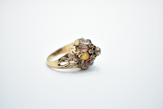 Vintage 14k Rose Gold Multi-Stone Harem Ring with… - image 5