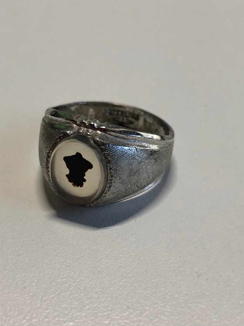 Vintage *signed* Sterling Silver Montana Agate ring sz 11 34