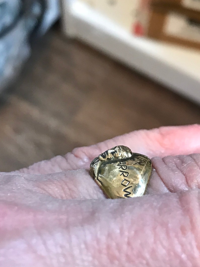 Adjustable Antique 1950/'s Straight Arrow Solid Indian Bronze Ring.