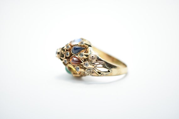 Vintage 14k Rose Gold Multi-Stone Harem Ring with… - image 4