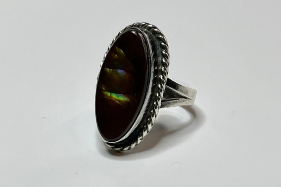 Fire Agate Ring - Vintage Mexican Fire Agate Ster… - image 3