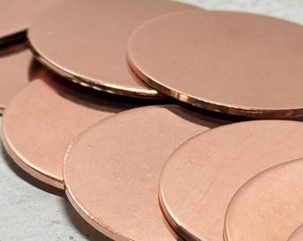 Stamping Blanks - Copper 18 gauge Round - You choose the size  De-Bured, metal stamping supply