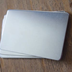 10 Wallet Card Blanks Aluminum 16 gauge with rounded corners 2.125" x 3.25" Exact Credit Card size - debured, metal stamping supply