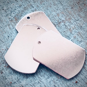 Stamping Blank Medium Wide Dog Tag Qty 3 - Choose your metal  debured, metal stamping supply