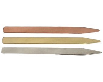 1/2 X 5.5" Garden Plant Stakes Metal Blanks (5) Copper, Brass or Aluminum Metal Stamping or Engraving Blanks
