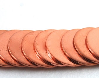 Stamping Blanks - Copper 18 gauge Round - You choose the size  De-Bured, metal stamping supply