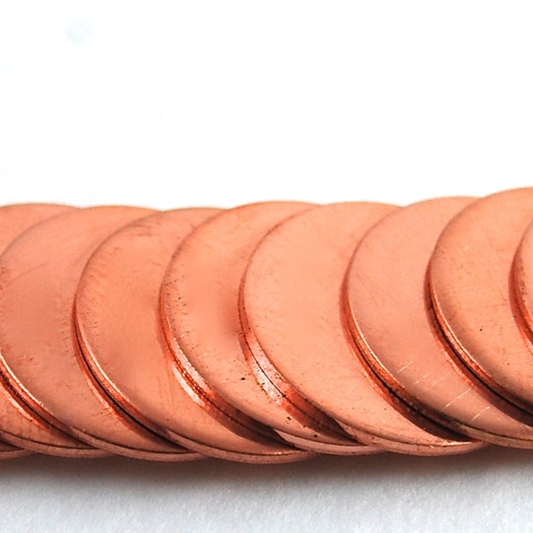 Stamping Blanks - Copper 18 gauge Round - You choose the size  De-Bured, metal stamping supply