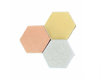 NEW ITEM Stamping Blanks Large Hex 1 inch - 5 pieces  debured, Metal Stamping Supply - choose your metal